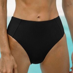 Berlook Black Ribbed Seam Full Coverage Bikini Bottom ONLY 49